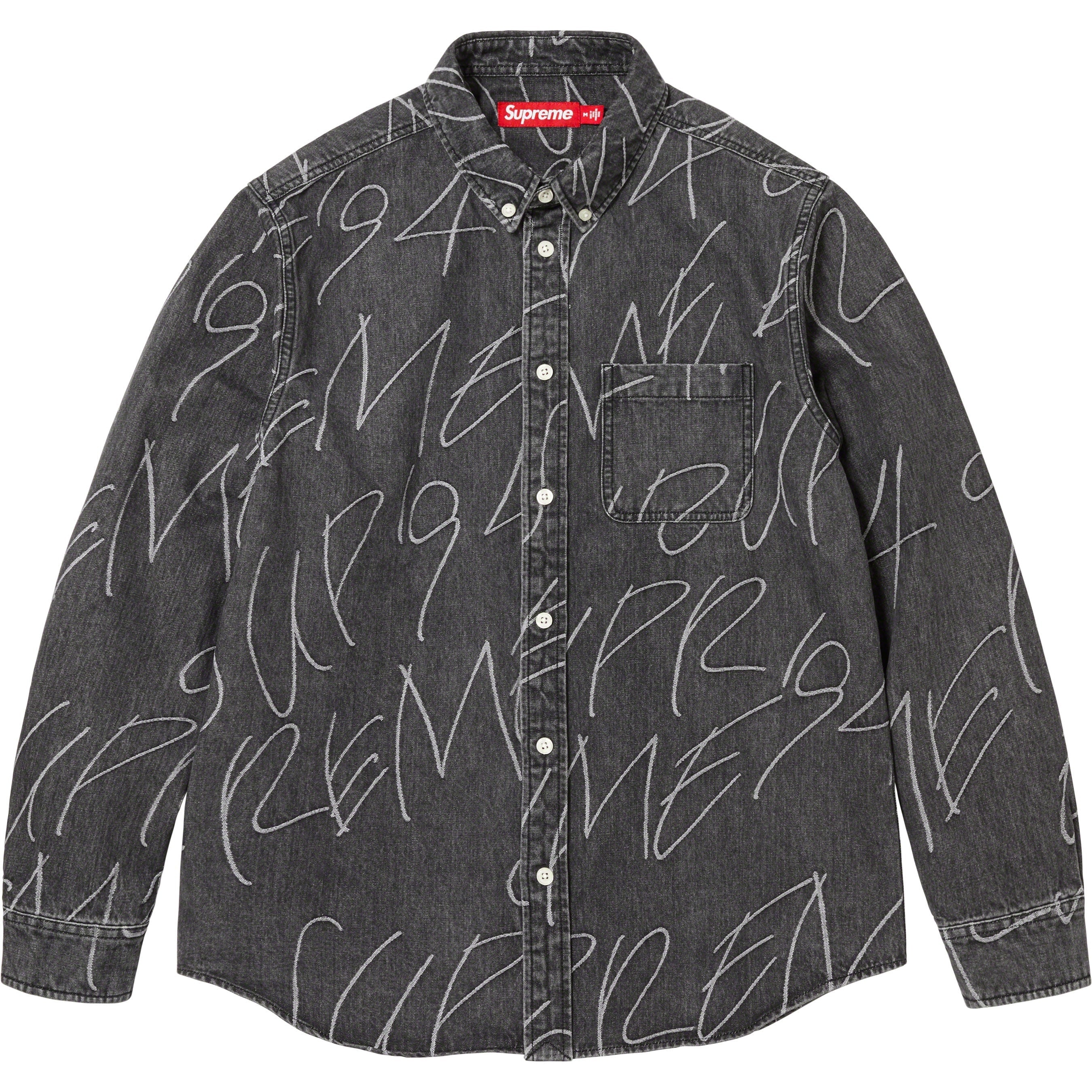 Handwriting Jacquard Denim Shirt view 3
